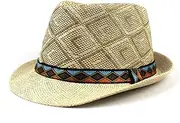 [HEYDHSDC] Men's Hat Monofilament Grass Lattice Pattern Top Hat Stage Travel Shooting Fashion Jazz Hat Panama Hat Women's Hat