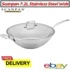 Scanpan Large Stainless Steel Wok w/ Glass Lid Induction Gas Electric Stove Pan