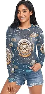 [RPLIFE] Cool Sloth Space Deep Blue Net Shirt for Women, Sheer Womens Tops S-XXL