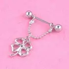 Geometrical Four Leaf Clover Pendant Nipple Ring Bead Chain Piercing Body Je BT5