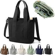 [Efilra] Multi-Pocket Canvas Tote Bag with Zipper, 2025 New Japanese Handmade Large Capacity Handbag Women's Crossbody Bag