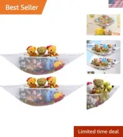 2-Pack Jumbo White Stuffed Animal Storage Hammock - Space-Saving Toy Solution