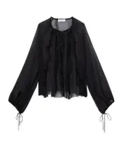 Blumarine Ruffled Chiffon Blouse Top IT40,IT42 black