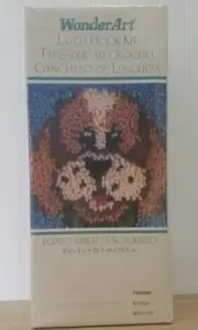 WONDERART CARON LATCH HOOK RUG KIT PUPPY DOG 8x8 COCKER SPANIEL WALL HANG (D)