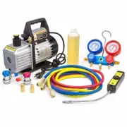 HVAC Vacuum Pump A/C Refrigeration AC Manifold Gauge Leak Detector w/ Tote Bag
