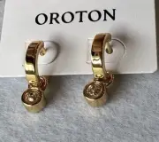 OROTON Jenna Charm Huggies In Gold/Crystal RRP$99.00