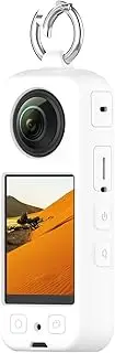 Bumper case for Insta360 X3, Panoramic Sports Camera Portable Soft Silicone Case, Screen Protector Case Accessories, Face Cover Set for Insta360 X3 Women Men (White)