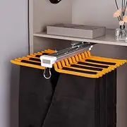 Pull Out Trouser Hanger Rack, 22-arm Retractable tie Rack, Space-Saving, with Damping Rails and Flocking Hanging Rod, Wardrobe with a Depth of More Than 48cm, top Loading/Orange / 58.8x45.8cm Warm a