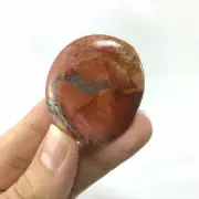 Brecciated Jasper Smooth Palm Stone 181009-43mm Flower Red Poppy Metaphysical