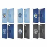 MAN CITY FC BADGE GEOMETRIC LEATHER BOOK CASE FOR APPLE iPOD TOUCH MP3