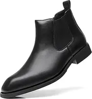 [SANNAX] Men's Chelsea Boots Classic Business Leather Shoes Casual Dress Ankle Boot, Black, 12