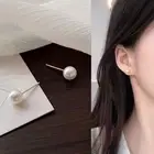 Beautiful Silver Needle Ear Piercing with Charming Pearl Stud Earrings