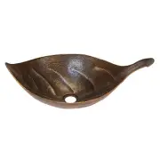 Premier Copper PVLFDB Single Basin Leaf Vessel Hammered Copper Sink