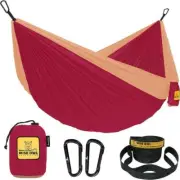 ITOPFOX Portable Hammock Bed 9 ft. Nylon Fabric Material in Magenta And Peach