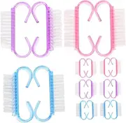 Generic Nail Cleaning Brushes Set Mini Goat Horn Brush for Dust Nail Art Care Pink Purple Blue
