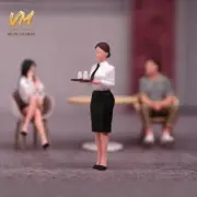 Resin 1/64 White Korean Stewardess Paint Figure Diorama Miniature Doll Scene Toy