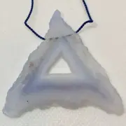 70cts Blue Chalcedony Pendant Bead - Triangular Layers | 59x55x4mm |
