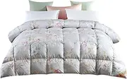 Feather Down Comforter, Goose Down Queen Duvet Insert, 800 Fill-Power Super Soft Warm Bed Comforter, Printing Fluffy Cosy Comforter Quilted with 100% Cotton Cover,200X230CM