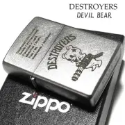 Zippo Destroyers Devil Bear Old Finish Silver Etching Oil Lighter Regular Japan