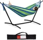 2-Person Hammock with Space Saving Steel Stand Garden Yard Outdoor 450Lb Capacit