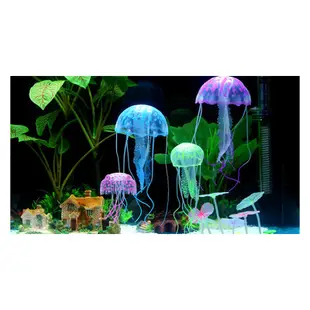 魚缸仿真水母水族箱造景裝飾套餐珊瑚水草漂浮假水母仿真魚