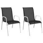 Stackable Garden Chairs 2 pcs Steel and Textilene Black vidaXL