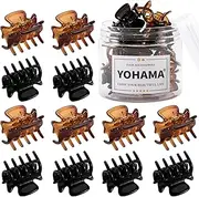 YOHAMA 12 pcs Small Hair Claw Clips 1 inch Durable Mini Jaw Clip Claw for Kids and Adult Multifunction Non-slip Hair Clips Black and Brown Colors Fixed Bangs Decoration Hairstyle.