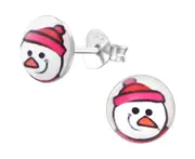 Children's Sterling Silver Snowman Stud Earrings