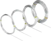 4 Pcs Aluminum Craft Wires, 3mm*10m, 2mm*5m, 1.5mm*5m, 1mm*5m, Bendable Craft Wire for Sculpting Armature DIY Jewelry Making (Silver)