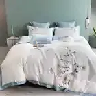 Luxury Elegant 600TC Egyptian Cotton Embroidery Bedding Set Bedsheet Duvet Cover