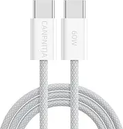 CANFNITJA,60W PD Fast Charging Cable, USB C to USB C 3ft, Nylon Braided, Compatible with MacBook Pro/Air, iPhone 15, Galaxy S23, iPad Pro.