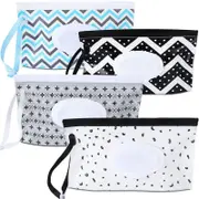 FEBSNOW 4 Pack Baby Wipe Dispenser,Portable Refillable Wipe Holder,Baby Wipes Container,Wipe Dispenser, Reusable Travel Wet Wipe Pouch