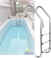 Swimming Pool Ladder, Pool Stainless Steel Step with Curved Armrest 2/3 Steps,Heavy Duty Pool Pedal for Indoor Pool Water Park(3-Steps1.5mm)