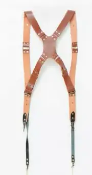 Double shoulder leather DSLR camera strap