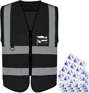 [Generic] Surveyor Safety Vest - Reflective Safety Vest With Ice Bag Heat Protection,Construction Vest With Pockets and Reflective Strips for Men Women Work