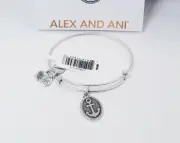 Alex And Ani Anchor Charm Bangle, silver, nautical
