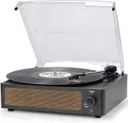 Record Player with Speaker Vintage Belt-Driven Turntable Support 3-Speed for Vin