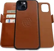 Dreem Fibonacci Compatible with iPhone 13 Wallet case / 2-in-1 Shockproof case and Detachable Vegan Leather Folio, MagSafe Compatible, RFID Protection [Caramel]