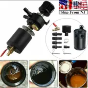 Universal Baffled Oil Catch Can Kit 2-Port Reservoir Tank +Filter Drain Valve (for: Honda Civic)