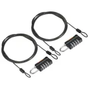 2Set 4 Digit Combination Lock 6.6' Security Cable Padlock Steel Lock, Black