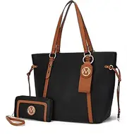 [MKF Collection] MKF Set Shoulder Bag for Women & Wristlet Wallet Purse: Top Handle Tote Satchel PU Leather Handbag Pocketbook