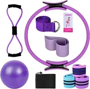Pilates Kit, Home Pilates Kit | Pilates Ring and Ball Set | Multifunctional Stretch Belt, Yoga Bands, Home Equipment for Gym Training, Men, Women, Adults