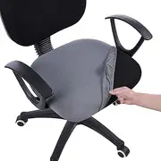 smiry Stretch Jacquard Office Computer Chair Seat Covers, Removable Washable Anti-dust Desk Chair Seat Cushion Protectors - Grey