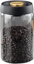 LeoLeoxx Coffee Bean Storage Container Airtight, Lid Sealed with Press-Down Vacuum, Borosilicate Glass Coffee Canister, Food Storage (Clear,Large)