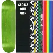 Skateboard Deck Pro 7-Ply Canadian Maple STAINED GREEN With Griptape 7.5" - 8.5"