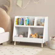 Costway5-Cube Kids Bookshelf and Toy Organizer with Solid Wood Legs and Anti-Tipping Kits-White