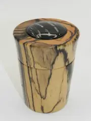 Handmade Trinket Box with Black & White Ebony & Cabochon. Makes a great gift!#31