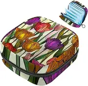Period Bag,Sanitary Napkin Storage Bag,Colorful Flower Abstract Style,Tampon Bag for Purse