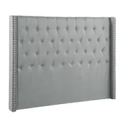 Foret Bed Head King Size Headboard Bedhead Frame Base Stud Tufted Fabric Grey
