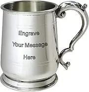 Wentworth Pewter - Jacobean Pewter Tankard, Beer Mug, Stein, with Engraved Message of Your Choice